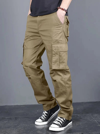 Men's Khaki Cotton Cargo Pants