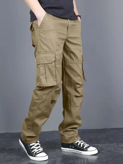 Men's Khaki Cotton Cargo Pants