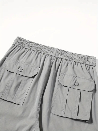 Men's Light Grey Cotton Cargo Pants – Multi-Pocket Utility Trousers for Men