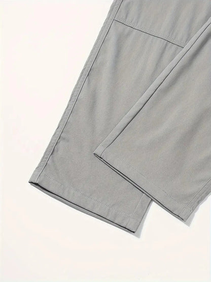 Men's Light Grey Cotton Cargo Pants – Multi-Pocket Utility Trousers for Men