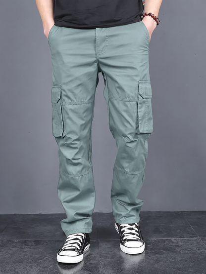 Men's Turquoise Blue Cotton Cargo Pants