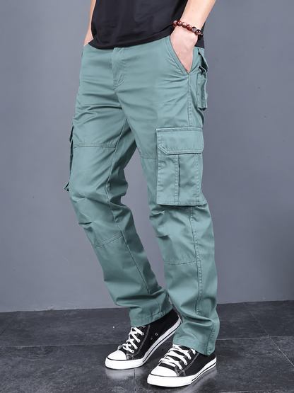Men's Turquoise Blue Cotton Cargo Pants