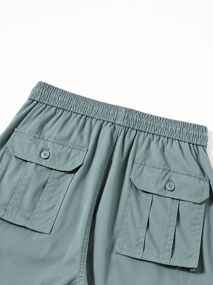 Men's Turquoise Blue Cotton Cargo Pants