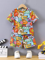 Stylish Kids' Multicolor Hosiery Fabric Nightwear Combo