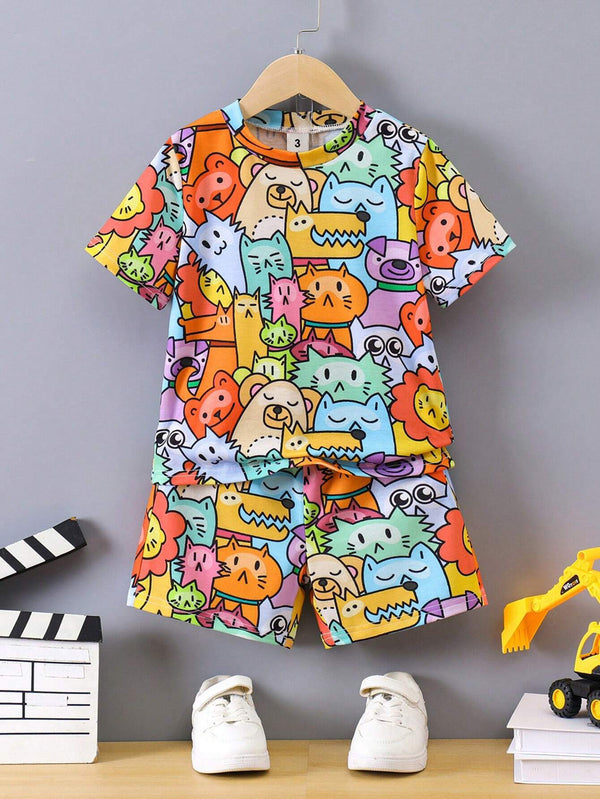 Stylish Kids' Multicolor Hosiery Fabric Nightwear Combo