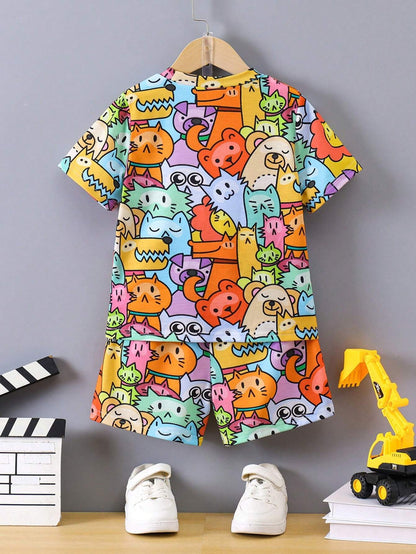 Stylish Kids' Multicolor Hosiery Fabric Nightwear Combo