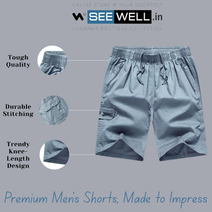 Men’s Premium Sky Cargo Shorts in Luxury Cotton