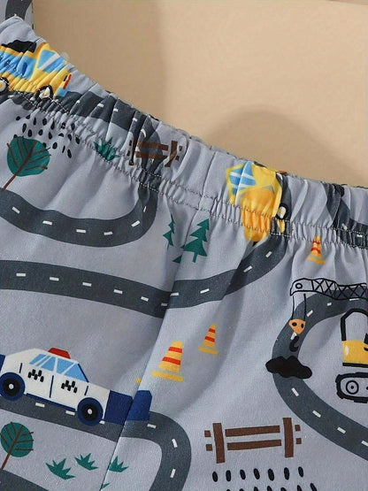 Comfy Kids' Construction-Themed Fabric T-Shirt and Shorts Set