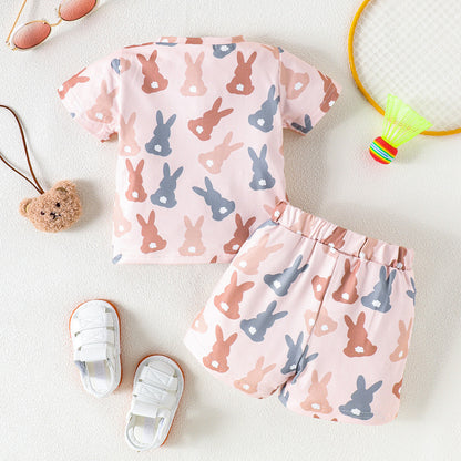 Soft and Playful Bunny Pattern Co-Ord Set for Kids