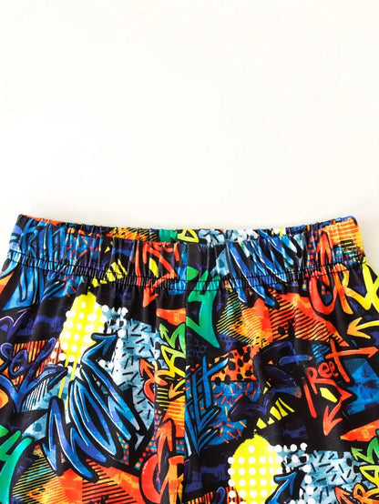 Stylish Kids' Graffiti Print T-Shirt & Shorts for Kids