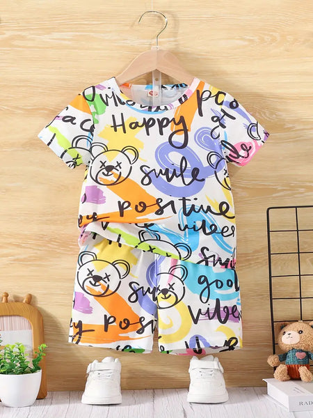 Kids' Bright and Happy Printed Summer Outfit