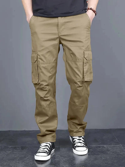 Men's Khaki Cotton Cargo Pants