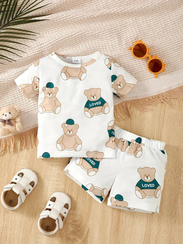 Trendy Unisex Baby Co-Ord Set with Teddy Print – Light & Comfy