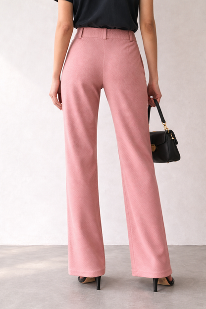 Women’s Premium Stretchable Straight Fit Trousers - Dusty Rose Pink