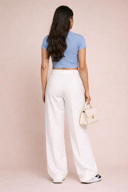 Plus Size Women’s Luxury White Premium Stretchable Trousers