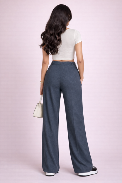 Women’s Charcoal Grey High-Waist Formal Office Trousers
