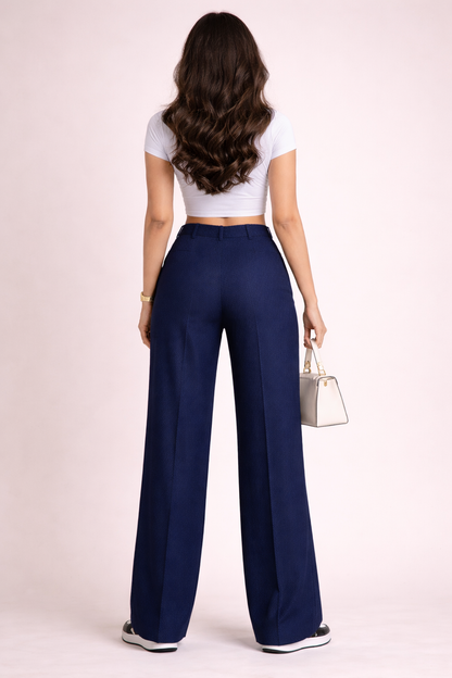 Women’s Classic Navy High-Waist Formal Office Trousers