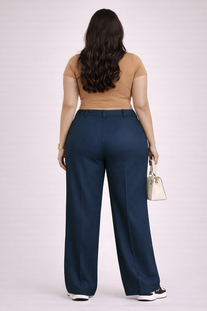 Premium Classic Navy Women’s Pluse Size Straight Fit Trousers