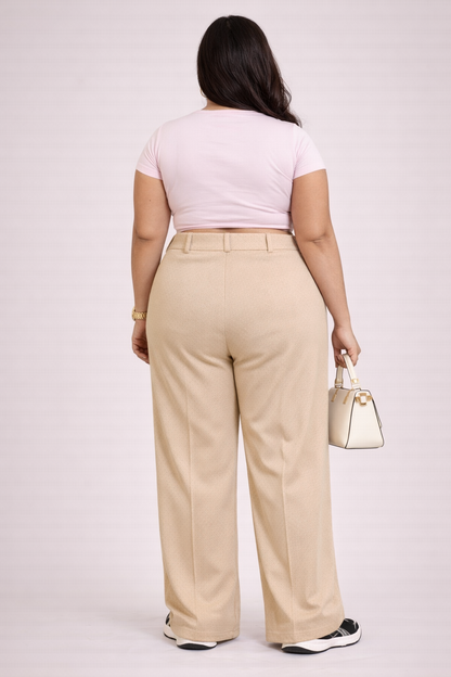 Plus Size Beige PrimeLine Women's Trousers