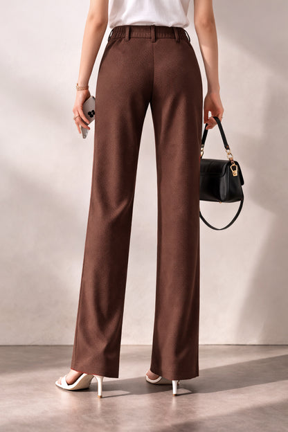 Women’s Premium Stretchable Straight Fit Trousers - Coffee Brown