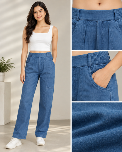 Women’s Premium Relaxed Fit Soft Denim Trousers