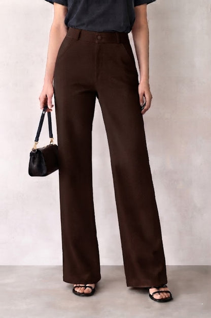 Women’s Coffee Premium Stretch Straight Fit Trousers