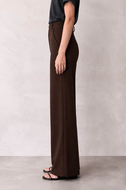 Women’s Coffee Premium Stretch Straight Fit Trousers