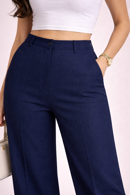 Women’s Classic Navy High-Waist Formal Office Trousers