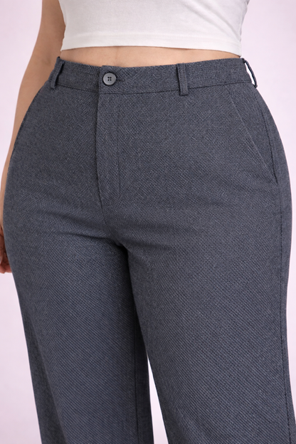 Women’s Charcoal Grey High-Waist Formal Office Trousers
