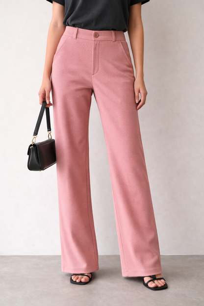 Women’s Premium Stretchable Straight Fit Trousers - Dusty Rose Pink