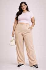 Plus Size Beige PrimeLine Women's Trousers