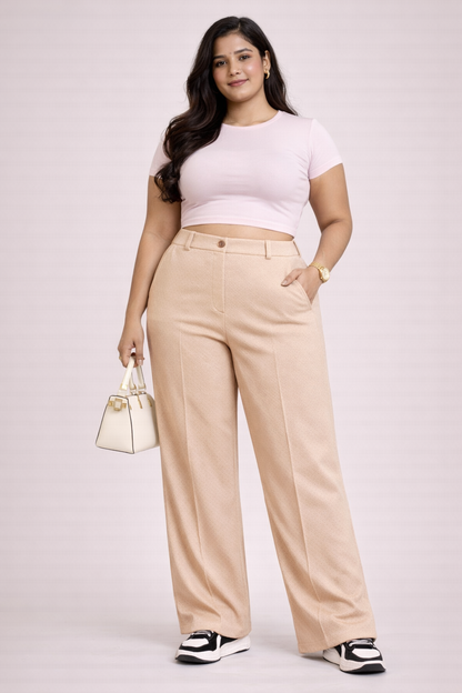 Plus Size Beige PrimeLine Women's Trousers