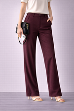 Luxury Wine High-Waist Women’s Office Pants