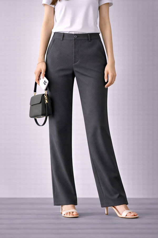 Premium Charcoal Grey Women’s Straight Fit Formal Trousers