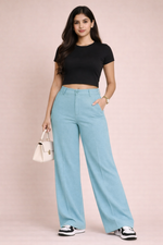 Women’s Aqua Mist Straight Fit Stretchable Trousers
