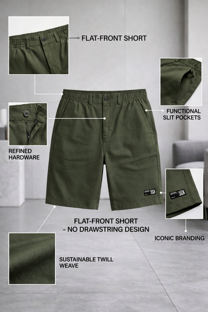 Premium Cotton Cargo Professional Olive Green Shorts for Men
