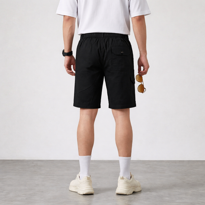 Elite Black Premium Cotton Cargo Shorts for Men