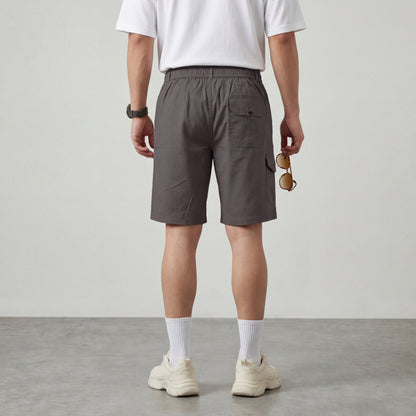 Luxury Edition Dark Gray Cotton Cargo Shorts with Secure Side Zip Pockets