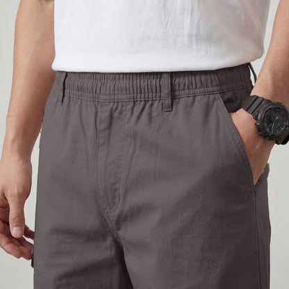 Luxury Edition Dark Gray Cotton Cargo Shorts with Secure Side Zip Pockets
