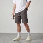 Luxury Edition Dark Gray Cotton Cargo Shorts with Secure Side Zip Pockets
