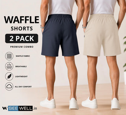 Waffle Shorts Combo – Beige & Dark Grey (2-Pack)
