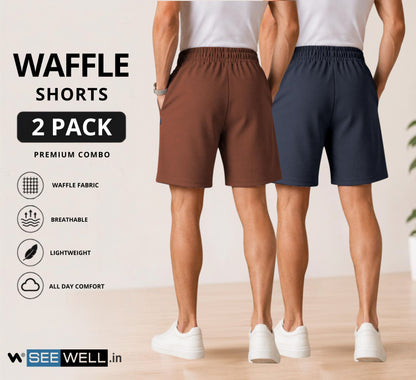 Waffle Shorts Combo – Brown & Dark Grey (2-Pack)