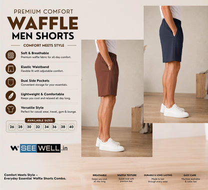 Waffle Shorts Combo – Brown & Dark Grey (2-Pack)