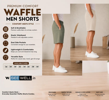 Waffle Shorts Combo – Beige & Olive Green (2-Pack)