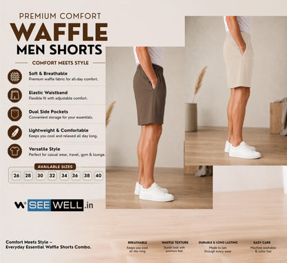Waffle Shorts Combo – Beige & Kiwi (2-Pack)