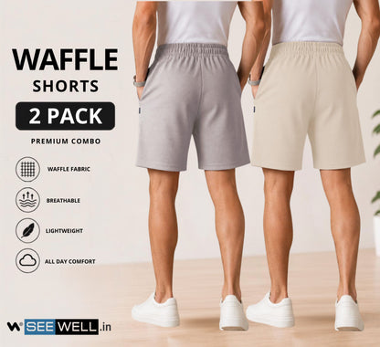 Waffle Shorts Combo – Beige & Light grey (2-Pack)
