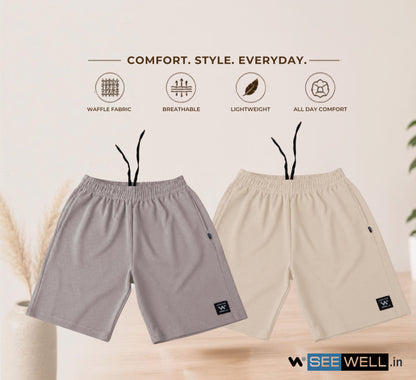 Waffle Shorts Combo – Beige & Light grey (2-Pack)