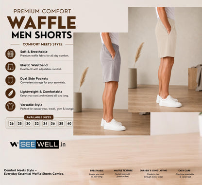 Waffle Shorts Combo – Beige & Light grey (2-Pack)