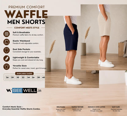 Waffle Shorts Combo – Beige & Navy blue (2-Pack)