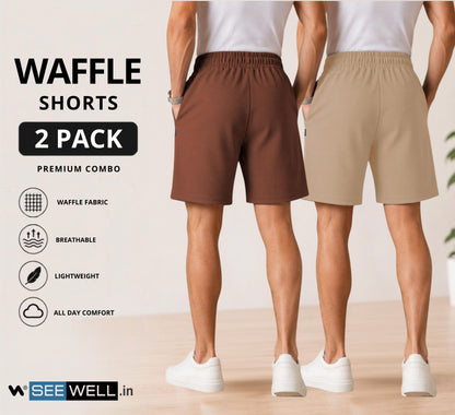 Waffle Shorts Combo – Brown & Camel (2-Pack)